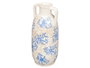Giftdecor Jarron Nonna con 2 asas, estilo cerámico clásico, color azul, beige y blanco, altura 38 cm, ancho 16.5 cm, ideal como decoración de regalo (Set de 4)