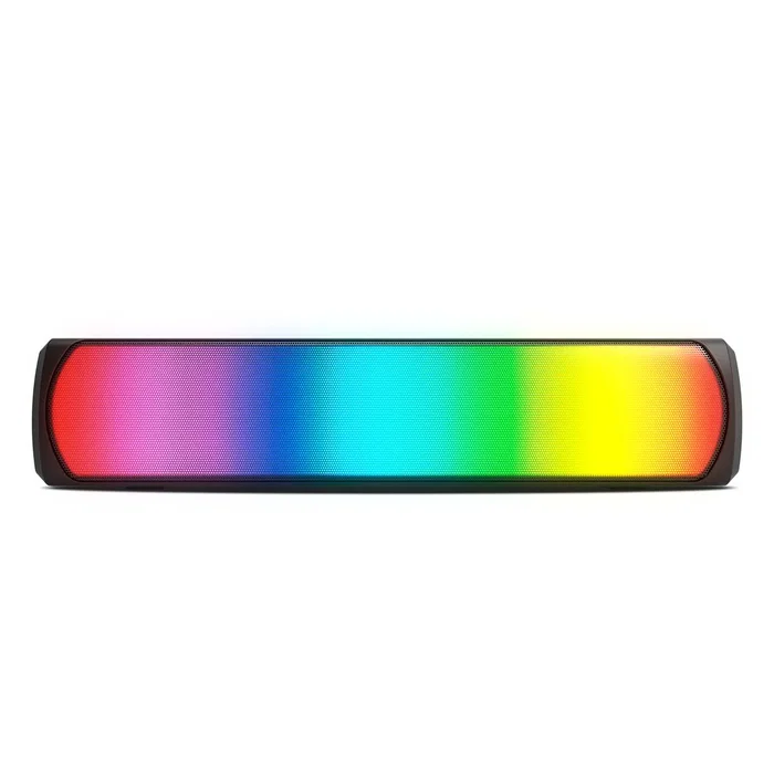 Krom Barra de Sonido K-POP Bluetooth RGB, 2.0 Canales 6W (2x3W), Efectos LED, Negro, 280 mm, Conexión AUX 3.5mm y Ranura para Tarjeta TF Krom Barra de Sonido K-POP Bluetooth RGB, 2.0 Canales 6W (2x3W), Efectos LED, Negro, 280 mm, Conexión AUX 3.5mm y Ranura para Tarjeta TF