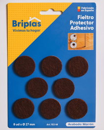 BRIPLAS 8 protectores de suelo de fieltro adhesivo redondos 27 mm marrón