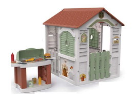 Chicos Casa Barbacoa BBQ 2 en 1 con 19 Accesorios, Ventanas, Buzón y Gatera 122x103x104 cm, Multilenguaje