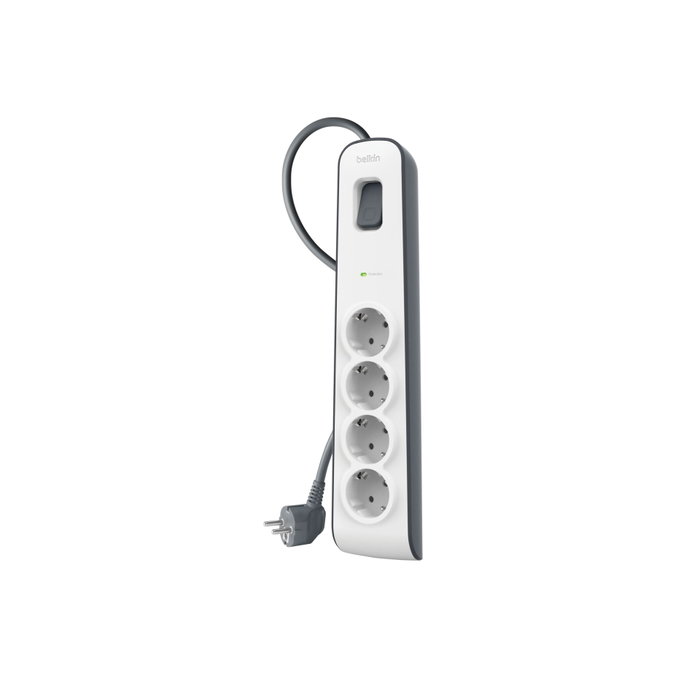 Belkin Regleta de Protección contra Sobretensiones 4 Tomas, 2 m, Gris/Blanco