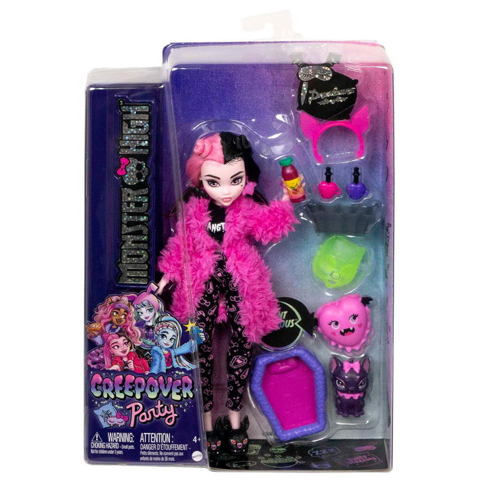 Monster High Muñeca Clawdeen Wolf Fiesta Pijamas Hky66 Mattel Muñeca con Mascota Incluida para Niños +4 Años