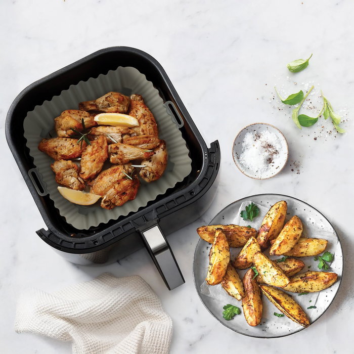 Inde Base de Silicona Cuadrada para Air Fryer - 20 cm x 20 cm, Antiadherente y Resistente al Calor para Freidora de Aire (24 Unidades)