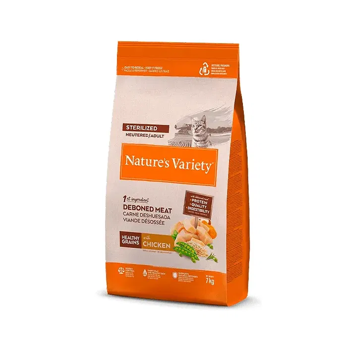 Nature's Variety Cat Healthy Grain Sterilized Pollo Pienso para Gatos Adultos Esterilizados con Pollo y Cereales Integrales 3 kg