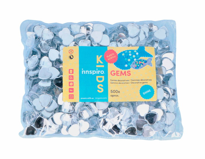 Innspiro Gemas Decorativas Acrílicas Corazón Transparente 14x14mm 500u