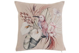 DKD Home Decor Cojín de Poliéster con Estampado de Ave Multicolor