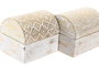 DKD Home Decor Set de 2 Joyero Arabe Dorado Blanco Rozado Aluminio 7.5 x 8 x 10 cm (6 Unidades)
