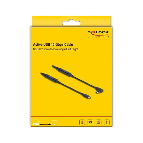 DeLOCK Cable USB Type-C a Type-C Angular 5 m 8K 60 W Negro DeLOCK Cable USB Type-C a Type-C Angular 5 m 8K 60 W Negro
