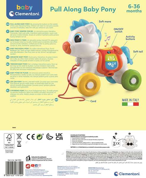 Arrastre pony baby. botones interactivos con efecto sonoros. 26x25x13cm