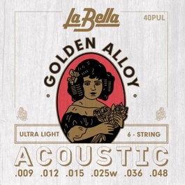 La Bella Golden Alloy Ultra Light 09-48 Juego de Cuerdas para Guitarra Acústica
