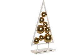 DKD Home Decor Decoración de Árbol Metálico Envejecido Dorado y Blanco