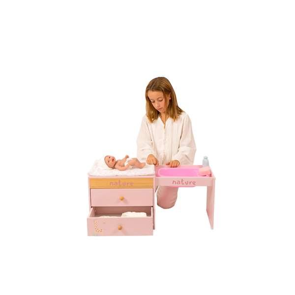 Muñecas Arias Cómoda/Cambiador Nature con 2 Cajones y Bañera Muñecas Arias Cómoda/Cambiador Nature con 2 Cajones y Bañera