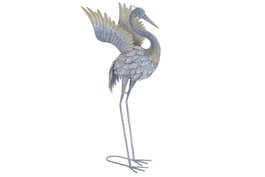 DKD Home Decor Figura de Garza en Metal Gris y Amarillo