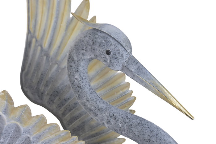 DKD Home Decor Figura de Garza en Metal Gris y Amarillo