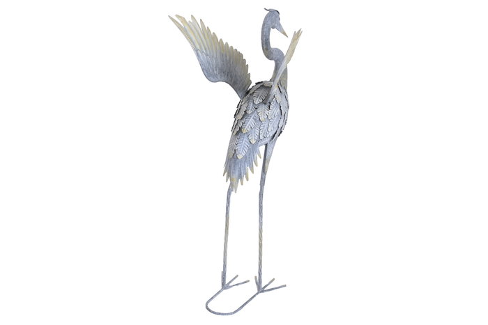 DKD Home Decor Figura de Garza en Metal Gris y Amarillo