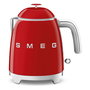 Smeg KLF05RDEU Hervidor Eléctrico de Agua Mini 0.8 Litros 1400W Rojo con Indicador de Nivel, Base Giratoria 360 Grados y Filtro para Hervir Agua