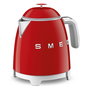 Smeg KLF05RDEU Hervidor Eléctrico de Agua Mini 0.8 Litros 1400W Rojo con Indicador de Nivel, Base Giratoria 360 Grados y Filtro para Hervir Agua