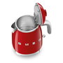 Smeg KLF05RDEU Hervidor Eléctrico de Agua Mini 0.8 Litros 1400W Rojo con Indicador de Nivel, Base Giratoria 360 Grados y Filtro para Hervir Agua
