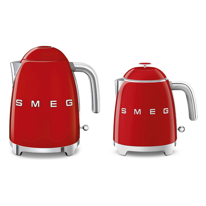 Smeg KLF05RDEU Hervidor Eléctrico de Agua Mini 0.8 Litros 1400W Rojo con Indicador de Nivel, Base Giratoria 360 Grados y Filtro para Hervir Agua