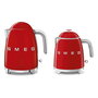 Smeg KLF05RDEU Hervidor Eléctrico de Agua Mini 0.8 Litros 1400W Rojo con Indicador de Nivel, Base Giratoria 360 Grados y Filtro para Hervir Agua