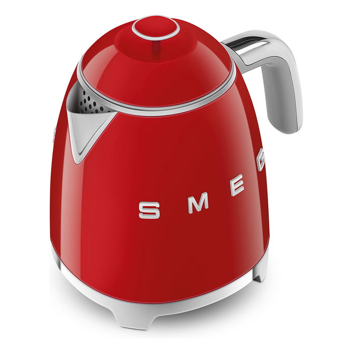 Smeg KLF05RDEU Hervidor Eléctrico de Agua Mini 0.8 Litros 1400W Rojo con Indicador de Nivel, Base Giratoria 360 Grados y Filtro para Hervir Agua