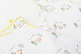 DKD Home Decor Saco Dormir Bebé Amarillo Verde 24 x 24 x 6 cm (4 Unidades)