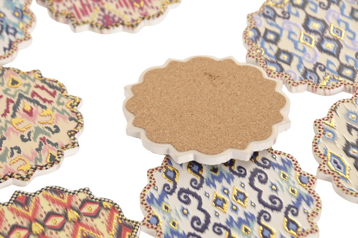 DKD Home Decor Posavasos IKATS Multicolor de Dolomita