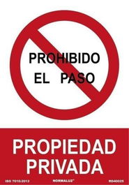 Señal Informativa Prohibido El Paso. Propiedad Privada Rojo