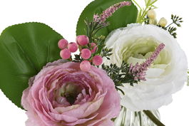 DKD Home Decor Planta Shabby Rosa Blanco Poliester Cristal 20 x 24 x 17 cm