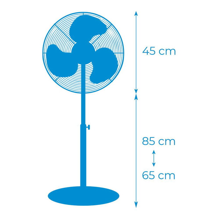 Edm Ventilador de pie con base circular, blanco, 45 W