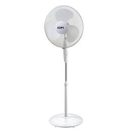 Edm Ventilador de pie con base circular, blanco, 45 W