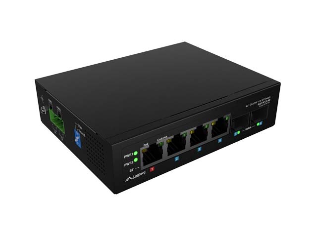 LANBERG Switch Industrial PoE 1xBT 3xAT 2xSFP DIN Gigabit Ethernet
