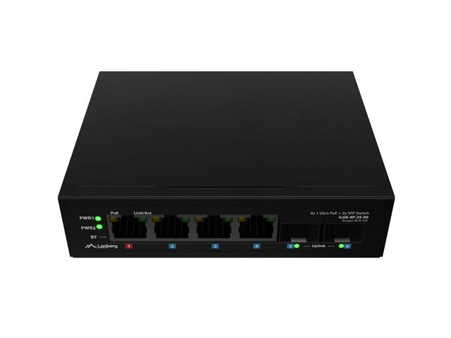 LANBERG Switch Industrial PoE 1xBT 3xAT 2xSFP DIN Gigabit Ethernet