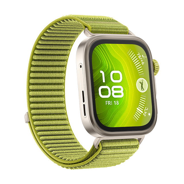 Huawei Watch Fit 4 Pro Reloj Inteligente con Pantalla AMOLED 1.82", GPS, Cuerpo de Aluminio y Titanio, Correa de Nylon Verde, Compatible con Android e iOS