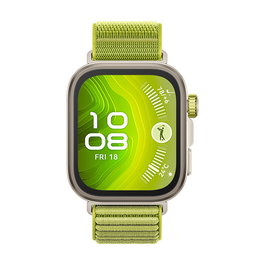 Huawei Watch Fit 4 Pro Reloj Inteligente con Pantalla AMOLED 1.82", GPS, Cuerpo de Aluminio y Titanio, Correa de Nylon Verde, Compatible con Android e iOS