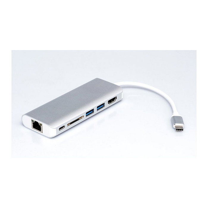 ROLINE 12.02.1037 Dockingstation USB Type-C HDMI 4K USB 3.2, Ethernet y SD/MicroSD, Plata
