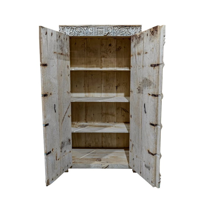 DKD Home Decor - Armario de teca antiguo, colección Unique, 2 puertas, 3 estanterías, 42x188x87 cm, color natural, Item Home DKD Home Decor - Armario de teca antiguo, colección Unique, 2 puertas, 3 estanterías, 42x188x87 cm, color natural, Item Home
