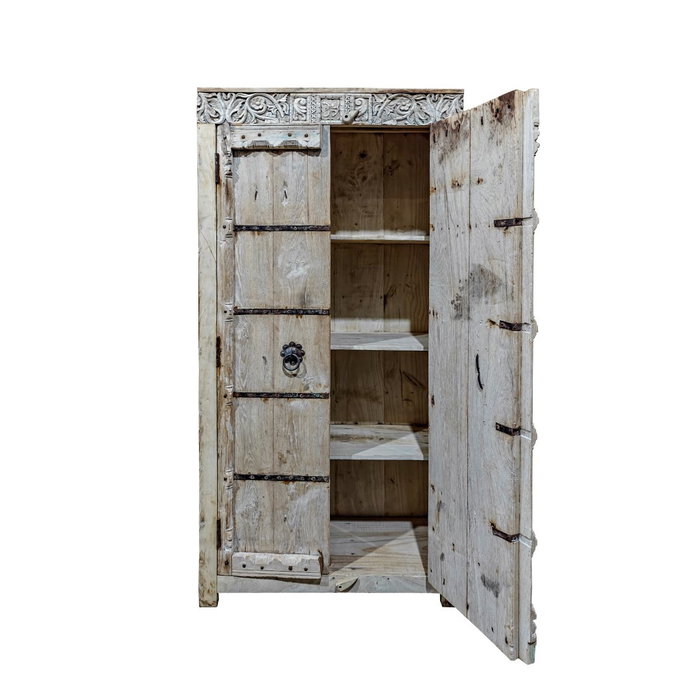 DKD Home Decor - Armario de teca antiguo, colección Unique, 2 puertas, 3 estanterías, 42x188x87 cm, color natural, Item Home DKD Home Decor - Armario de teca antiguo, colección Unique, 2 puertas, 3 estanterías, 42x188x87 cm, color natural, Item Home