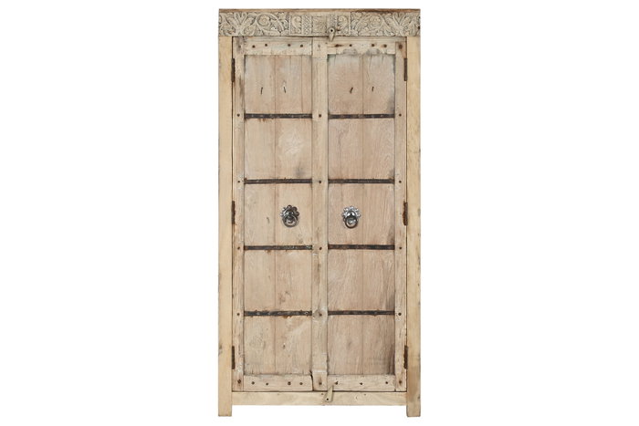 DKD Home Decor - Armario de teca antiguo, colección Unique, 2 puertas, 3 estanterías, 42x188x87 cm, color natural, Item Home DKD Home Decor - Armario de teca antiguo, colección Unique, 2 puertas, 3 estanterías, 42x188x87 cm, color natural, Item Home
