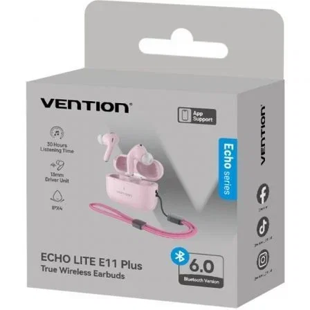 Vention Auriculares Bluetooth Echo Lite E11 Plus NBVP0-PLUS con Estuche de Carga Autonomía 6h Rosas
