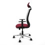 PIQUERAS Y CRESPO Silla de oficina Zulema con mecanismo Sincro/Traslack, Tela Granate y Malla Blanca
