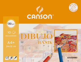 Canson Minipack Dibujo Basik Papel de Dibujo 10 Hojas 130 gr Recuadro 24x32 cm