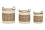 DKD Home Decor Set de 3 Cestas de Seagrass y Yute Natural