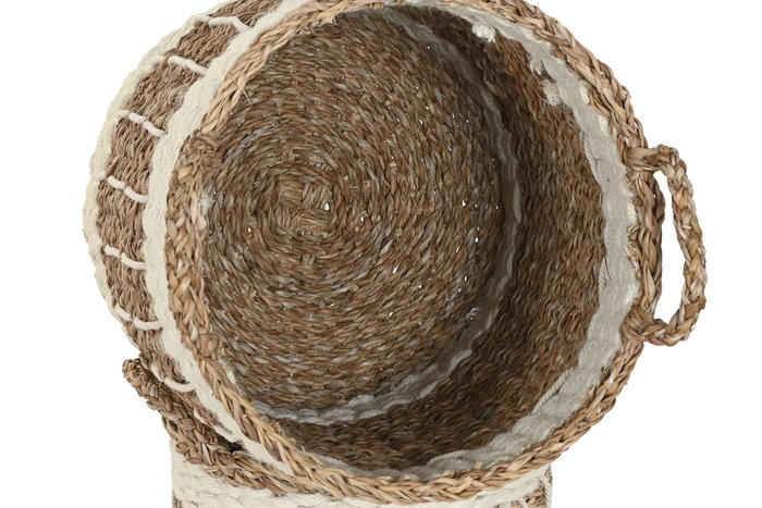 DKD Home Decor Set de 3 Cestas de Seagrass y Yute Natural