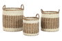 DKD Home Decor Set de 3 Cestas de Seagrass y Yute Natural