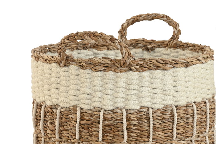 DKD Home Decor Set de 3 Cestas de Seagrass y Yute Natural