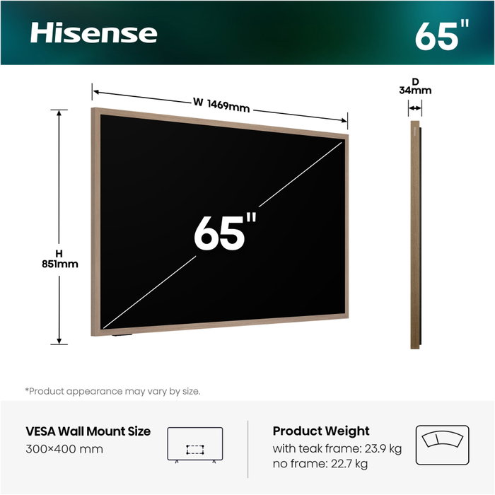 Hisense 65S7DS Canvas TV 65 pulgadas 4K LED LCD Hisense 65S7DS Canvas TV 65 pulgadas 4K LED LCD