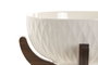 DKD Home Decor Set de 3 Ensaladeras Pengjia 25 de Porcelana y Bambú Blanco/Marrón Oscuro Skew: B1C9BFZ8MF