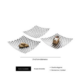 Martele Bandeja de Presentación Decorada - Colección Bandeja Presentación - Mini Bandeja en Orfebrería - 21 x 21 cm