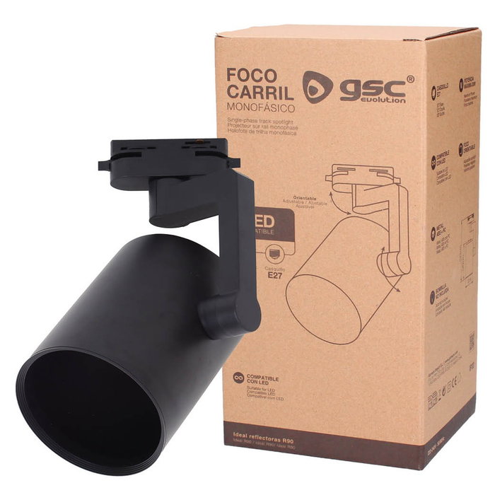 GSC Evolution Foco carril monofásico E27 Negro GSC Evolution Foco carril monofásico E27 Negro